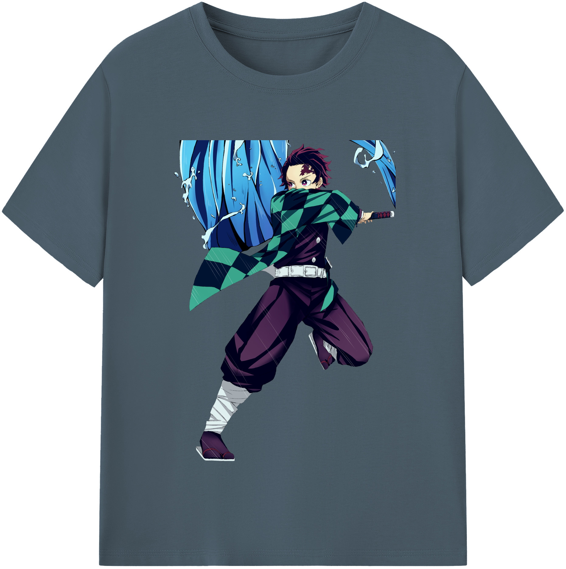 （画像用） 鬼滅の刃 竈門 炭治郎／かまど たんじろう Kamado Tanjirou 綿100％半袖Tシャツ（フロントプリント）